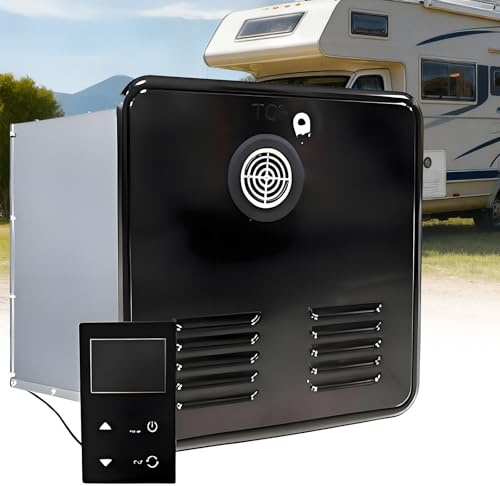 aromaoveite Rv Tankless Water Heater, Instantaneous Rv Water Heater, 55,000 Btu Instant Hot Water, Thermostatic Control, 15x15 Inch Door, 12v Dc, Stainless Steel, Suitable For Rvs/Campers Black