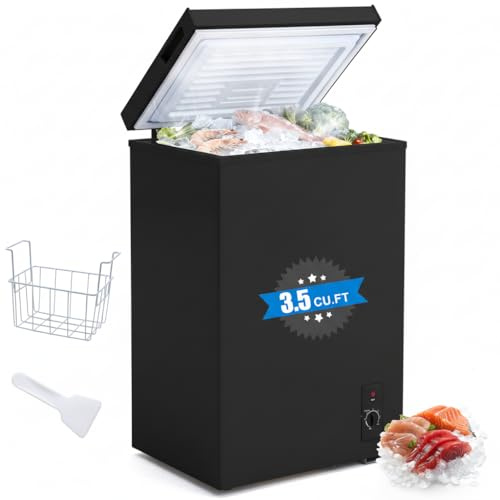 PLENTORA 3.5 Cu.Ft Small Deep Freezer, Quiet Compact Chest Freezer