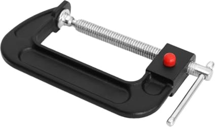 FUANA 4-Inch Quick Release C-Clamp Heavy-Duty Malleable Cast Iron Frame with Steel T-Bar and Chrome Plated Spindle for Woodworking and Welding, Black 1PCS