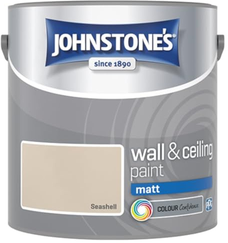Seashell Johnstone’s Wall & Ceiling Matt Paint 2.5L – Smooth Matt Finish, Excellent Coverage, Quick Dry, Low Odour Interior Paint for Walls & Ceilings