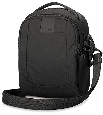 Pacsafe Metrosafe LS100 Anti-Diebstahl kleine Nylon Umhängetasche für Damen, Schultertasche mit Diebstahlschutz, Tasche mit Sicherheits-Features - 3 L Uni, Schwarz/Black
