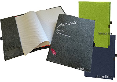 Filz-Notizbuch mit Stift DIN A4 mit Name/Spruch & Motiv bestickt | Individuell personalisiert, viele Motive oder Sternzeichen zur Auswahl