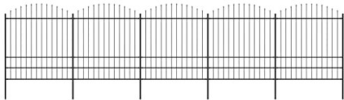 vidaXL Gartenzaun mit Speerspitze Stahl 892,5 x 200 cm Schwarz