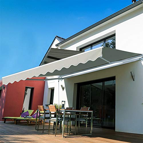 The Fellie Garden Awnings L2.5xW2m Manual Patio Awning Retractable Canopy Outdoor Sun Shader, Grey