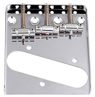 Holmer Guitar Bridge Tailpiece 3 Saddles Bridge for Vintage Tele Telecaster Style Electric Guitar Parts Top or Bottom Load Ashtray Style Chrome.