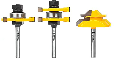 MNA Tongue and Groove Router Bits Set & 45 Degree Lock Miter Router Bit, 1/4 Inch Shank Wood Milling Cutter Bits