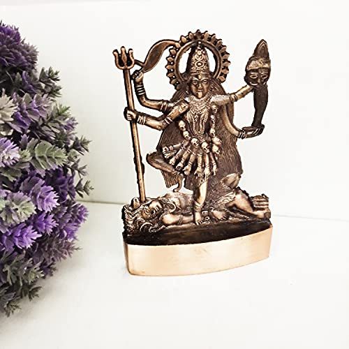 Blissful Decor Amishi Handicraft Metall Maa Kali Statuen Idol | Göttin Kali Idol Statue für Tempel, Home Office Decor Auto Armaturenbrett, 7 cm, 2 cm
