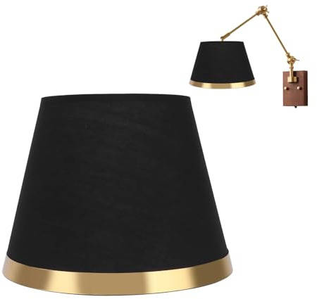 E27 Stoff Lampenschirm, Europäischer Stil Einfacher Lampenschirm Verschleißfeste Dekoration Lampenabdeckung für Tischlampe Stehleuchten(Schwarz)