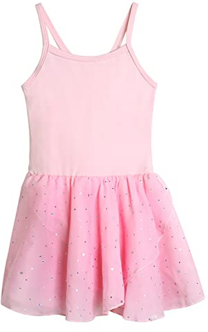 EQSJIU Toddler Ballet Leotard for Girls Camisole Solid Leotards Dance Skirts Kids Ballerina Dress Ballet Clothes, 3-4T, Pink