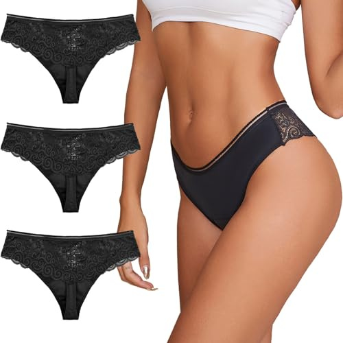 shaperisfree Spitzen-Tanga, Periodenunterwäsche für Damen, auslaufsicher, Perioden-Tangas, saugfähige Höschen, Menstruations-Tanga, Bikinihose