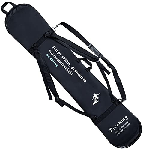 WEALTHY73 Tragbare Allround-Furnier-Aufbewahrungstasche Snowboardtasche Schulter-Schulter-Schutzhülle Dick Verschleißfest rutschfest Wasserdicht,Black,140CM