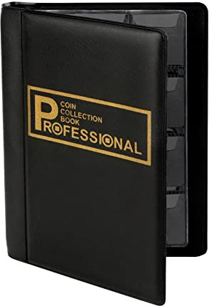 UKOFEW LTZGO Münzen Aufbewahrung, 120 Stück Euro Münzen Sammelalbum Münzalbum, 20 25 27mm Coin Album Münzenalbum für Münzsammlung Zubehör, Geldwährung, Pfennige, Penny, Viertel (Schwarz)