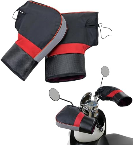 JIAHG Motorcycle Handlebar Muffs Waterproof Winter Bike Cycling Gloves Thick Fleece Lined Motorbike Scooter Handlebar Muffs Handle Covers with Reflective Strip, Windproof Riding Hands Warmer