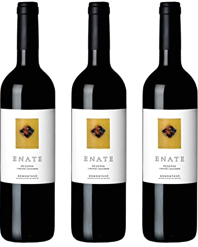 Enate - Reserva Cabernet Sauvignon - Pack 3 Botellas de 75 c - Vino Tinto con D.O. Somontano - Color Granate Cubierto y Aromas Compotados y Silvestres - Fondo Especiado Vainilla, Pimienta y Laurel