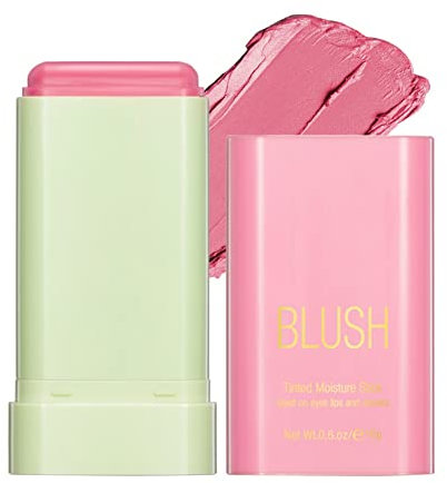 Ofanyia Cream Blush Stick, Unique Roating Design Multi-Use Blush Stick for Lip and Cheek Tint, Lightweight Easy to Blend Natural Cream Blusher, Matte Texture Blush Face Stick (01# Shy Pink)