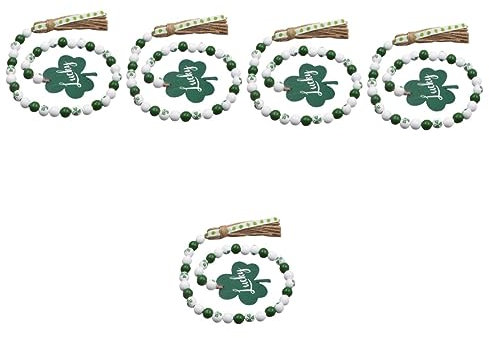 Warmhm 5stücke Patrick's Day Holzperlengirlande Mit Quasten Rustikale Dekoration Für Fenster Türen Und Wände Langlebig Und Vielseitig Einsetzbar Für Feierliche Anlässe Und Festliche