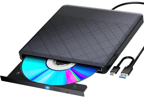 POTVMOSL Unidad Blu ray externa BD reproductor de lectura/escritura portátil Bluray Drive quemador USB 3.0 y grabadora de DVD tipo C Bluray Drive compatible con Win8/Win10/Win11 unidades externas