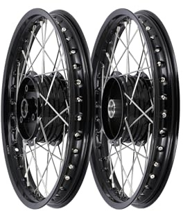 Set: 2x Speichenrad 1,5 x 16 Alufelge, Schwarz eloxiert + Edelstahlspeichen - für Simson S51, S50, KR51 Schwalbe, SR4