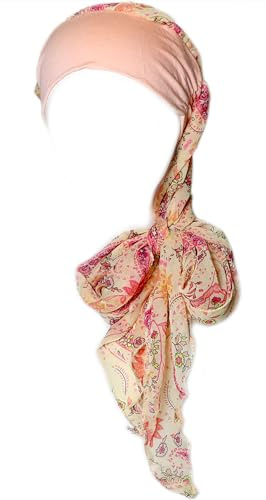 Gragengs Kopfbedeckung für Damen Schlaf Beanie Kopftuch für kahle Wickel Krebs Hüte Turban,Paisley-Pink T02