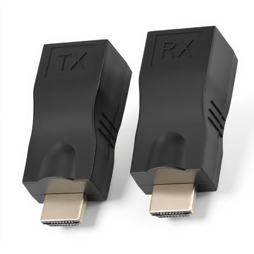 Extension Adaptateur HDMI vers RJ45 Ethernet - Convertisseur Optimisé pour Transmission du Signal Sans Perte et Sans Délai avec Circuit de Câble HDMI