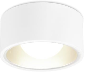 YindaLux LED Aufbauspot Flach mit großer Leuchtfläche: 230 V Ø 130×60 mm, Deckenspot Weiß Aufputz, 7 W GX53 Warmweiß 4000K 800 LM Aufbaustrahler, runde Aufbauleuchte, Aluminium-Deckenstrahler