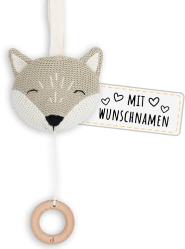 Holzura Baby Spieluhr Personalisiert mit Name - Einschlafhilfe und Babygeschenk zur Geburt für Jungen und Mädchen