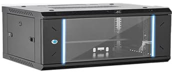 GUAWJRZDP Hi Fi Regal Aus Kaltgewalztem Stahl, Hi Fi Rack mit Tür Aus Gehärtetem Glas, Audio Rack Hi Fi Regal, Record Player Stand mit Verstellbaren Regalen, Wandmontage/Standmontage, Schwarz(H20cm/7.
