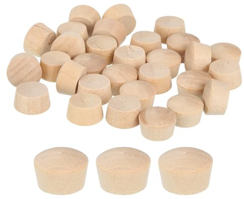 QUARKZMAN 80 Stück Holzstopfen, 12,5 mm / 0,49 Flachkopf Hartholz Lochstopfen Abdeckkappen Knöpfe Holzstecker für Möbel Holzbearbeitung Handwerk Dekor (14 mm x 12,5 mm)