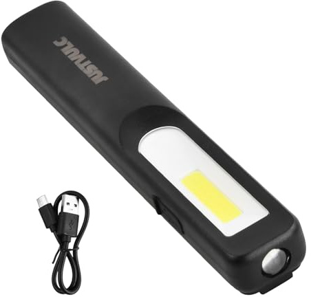 Joyan Magnetische Wiederaufladbare LED Taschenlampe, COB-Arbeitsleuchte mit Schnallenclip, Vielseitig einsetzbar für Wartung, Camping, Wandern und Notfälle