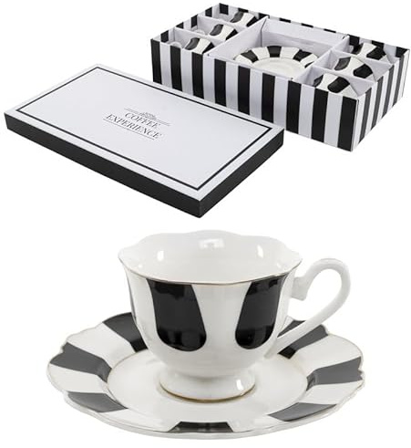 ROCKING GIFTS Juego de Cafe Set de 6 Unidades Excellence Rayas 6x90 ml