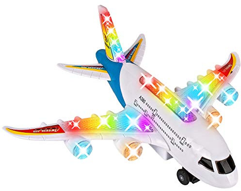 alles-meine.de GmbH Flugzeug Modellwahl Motor - Wendeautomatik - Sound Geräusche + Licht - selbstfahrend - bewegliche Räder - 22,5 cm - groß - Spielzeugflugzeug - Flugzeuge /..