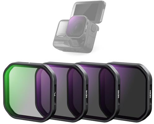 NEEWER 4-pack ND polariseringsfilterset kompatibel med Insta360 Ace Pro 2, PL/ND16/ND32/ND64 neutral densitet och polariserande polariserande filterkit snap-on actionkameratillbehör, FL90