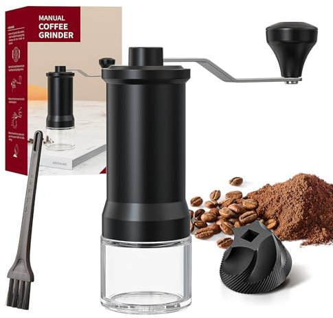 Manual Coffee Grinder, Hand Coffee Grinder with High Precision Ceramic Grinding Burrs, 0-30 Adjustable Grinding Settings for Espresso Machines, French Presses, Moka Coffee Makers