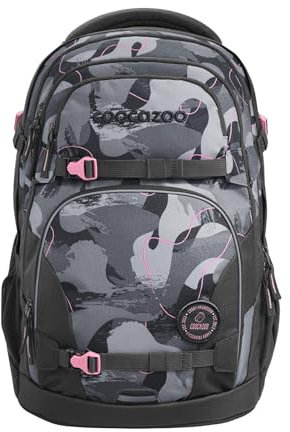 coocazoo Schulrucksack Porter „Bubble Brush”, grau-rosa, ergonomischer & anpassbarer Tornister, höhen- & größenverstellbar, mit Brustgurt & Hüftgurt, ab der 3. Klasse