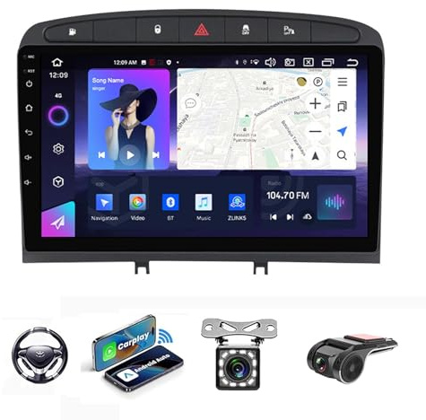 BOJONI Android 13 Autoradio mit Navi pour Peugeot 408 RCZ 2013-2017 mit Screen 9 Zoll Car-Play Android Auto/AM FM RDS Dab+ Radio/SWC/DSP MP5 Player/Backup Camera(NF-1 4Core 1+32G)