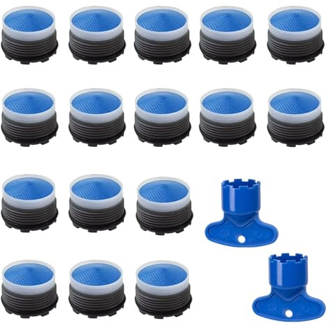 AstraGlam 16 Piece Tap Strainer Set, Aerator M18.5, Aerators for Taps, M18.5 for Aerator with 2 Mixing Nozzle Keys, Plastic Tap Strainer Insert, Tap Aerator for Bathroom, Kitchen