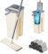 CROWNSHOP 360° Spin Mop and Bucket Set with 7 Washable Microfibre Pads | Flat Squeeze Floor Cleaning System for Tiles, Hardwood & Laminate | Wet & Dry Use with Foot-Operated Wringer