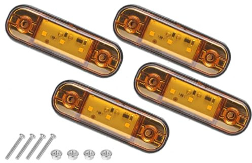 Car Side Marker Lights Yellow, 3LED Car Marker Lights 12V-24V Universal Car Side Indicators Lights IP65 Waterproof Front Rear Side Light Position Warning Lamps for Truck Lorry RV Caravan (Pack for 4)
