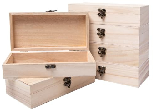 Sixfolo 6 Stück Holzkisten Klein mit Deckel 20x10x5cm für DIY Handwerk Deko | Unlackierte Holzkiste zum Basteln,Kleine Schatztruhe zum Bemalen,Rechteckig Schmuckkästchen aus Holz für Deko
