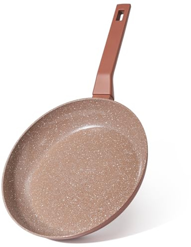 MSMK 28cm Nonstick Frying Pan, Brown Ceramic Skillet Frying pan, PFOA Free Cookware, Scratch-Resistant & Durable Skillet Suitable for Induction, Gas, and Electric Hobs All Stovetops