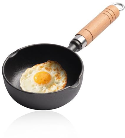 Yuragim Mini poêle à œuf anti-adhésive de 13 cm avec poignée, casserole résistante à la chaleur, portable, pour camping, cuisine, omelette pour cuisinière à gaz, cuisinière à induction