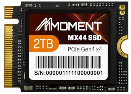 MMOMENT SSD NVMe MX44 M.2 2230 da 2 TB, SSD interno PCIe Gen4 x4, fino a 5100 MB/s in lettura e 4800 MB/s in scrittura, fattore di forma compatto 2230 su un lato, compatibile con Steam Deck, ROG Ally
