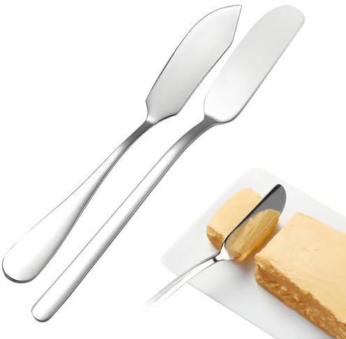 quyueug 2Pcs Butter Knife Stainless Steel Butter Knives Set - Ergonomic Cheese Knife Spreader with Sharp Blades, Dishwasher Safe & Gift-Ready​
