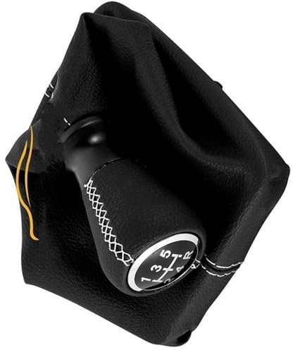 Pomo Palanca Cambio Peugeot 206 406 Pomo Cambio Marchas Cuero 5 Velocidades Transmisión Manual Funda Protectora para Funda Palanca Cambios Pomo Marcha(Black)