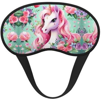 Schlafmaske mit Einhorn-Motiv, mit elastischem Band, passend für alle Kopfformen, ideal für Reisen, Büro und Schichtarbeit