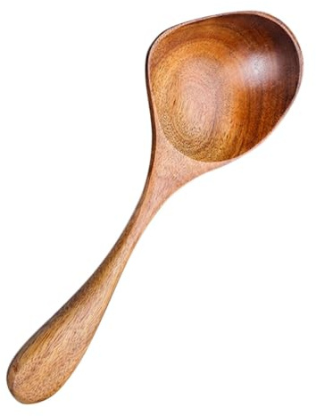Toyvian Cuchara de Servir de Madera con Vertedor para Salsa Cuchara Multipropósito para Sopa y Alimentos Mango Ergonómico Resistente al Calor para Cocina y Restaurantes