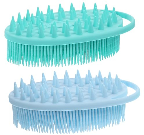 ABOOFAN 2stücke Silikon Körper Peeling Schwamm Duschpinsel aus Silikon Beidseitig für Haar und Körperwaschung Schnell Trocknend Geeignet für Hauttypen