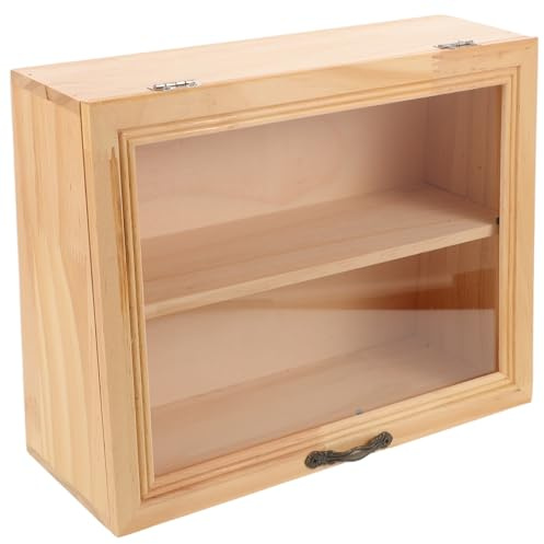 MOTHNUR Wooden Double-Layer Desktop Organizer Rack Small Size Natural Wood Color Kitchen Countertop Tea Bag Holder Container Bread Keeper Storage Box