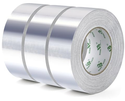 BOMEI PACK Aluminium Klebeban 3 Rollen 50mm x 50 m, selbstklebendes Alu-Klebeband-Aluband, Wasserdichtes- und hitzebeständiges Band zum Versiegeln, Reparieren und Isolieren
