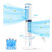 Mobile Air Conditioners, 4 IN 1 Tower Fan/Air Purifier/Humidifier/Evaporative Coolers 65W 1-24H Timer 4 Mode 8M/S Wind w/ 4 Ice Box 10M Remote Control Air Conditioning for Home Bedroom Office